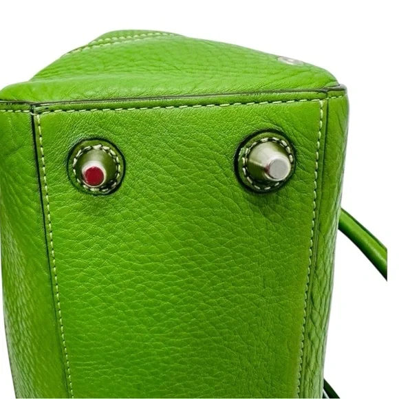 Coach Hamptons Green Pebbled Leather Braided Belt Satchel Handbag Y2K $398 - Picture 9 of 13